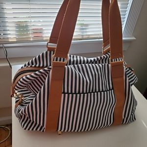 Striped duffle weekender